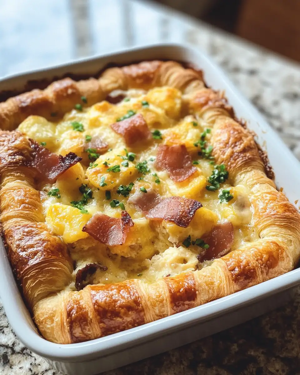 Final dish - Wake Up to Warmth with this Irresistible Croissant Breakfast Casserole