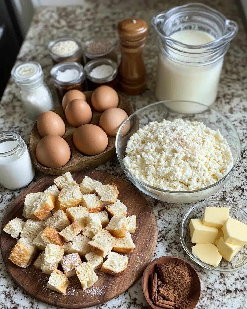 Ingredients for Indulge in the Ultimate Creamy Custard Bread Pudding Delight