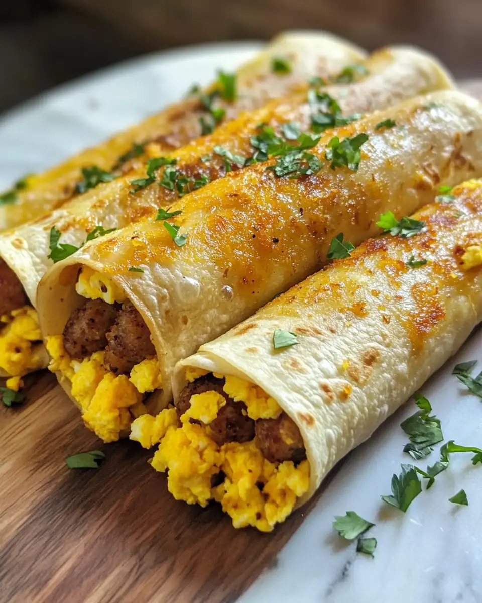 Final dish - Crispy Egg and Sausage Breakfast Taquitos You Need to Try Today