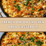 French Onion Chicken Orzo Casserole 🧅🍗