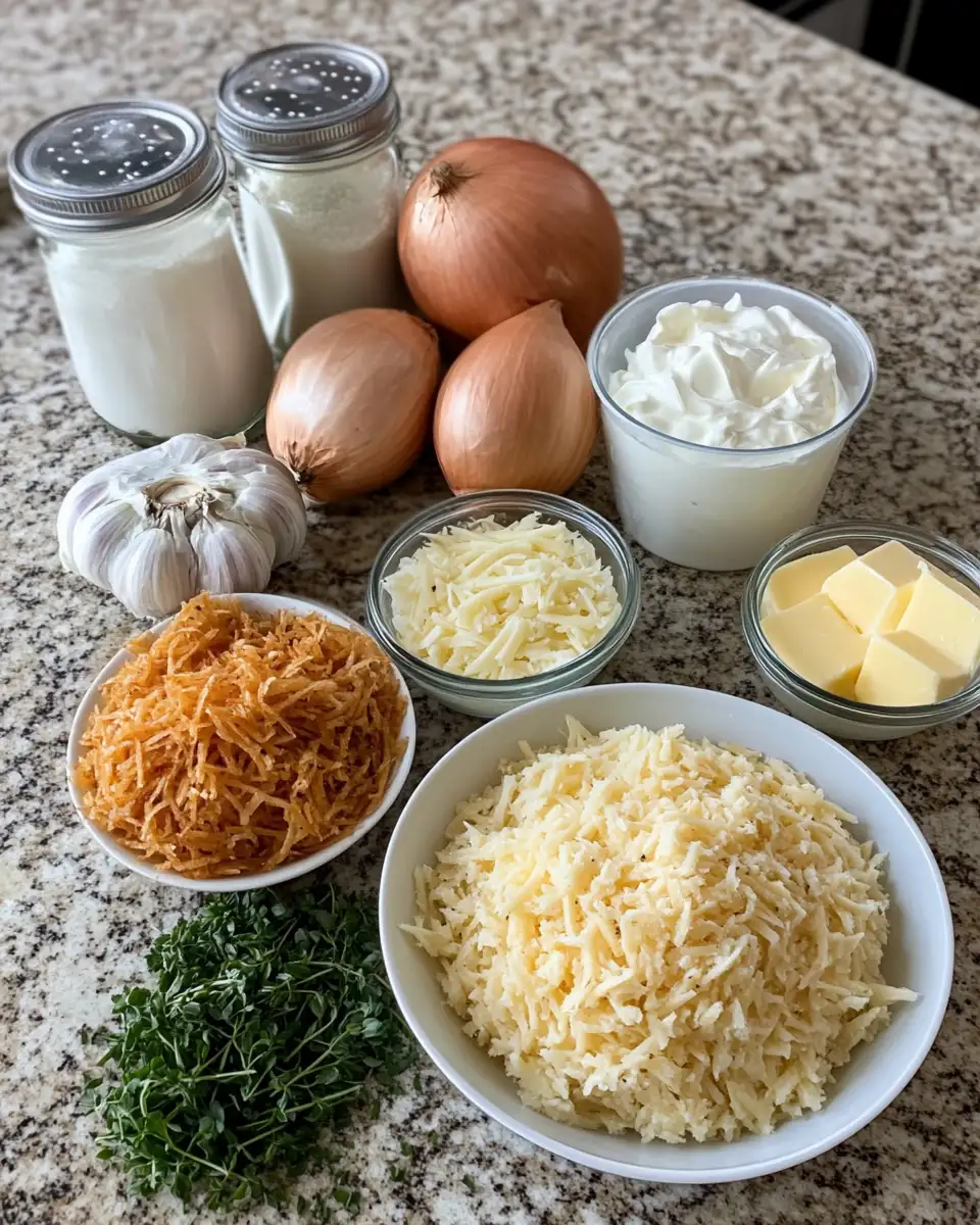 Ingredients for Irresistible French Onion Funeral Potatoes Recipe to Comfort Your Soul