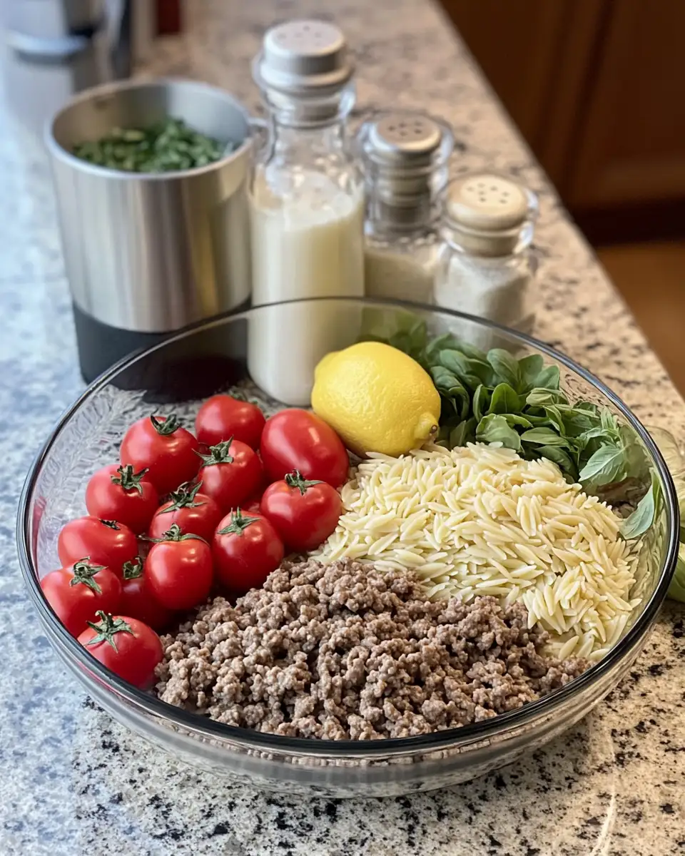 Ingredients for Savory Greek Beef Orzo Pasta Recipe That Will Delight Your Taste Buds