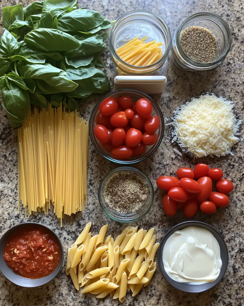 Ingredients for One-Pot Wonder Instant Pot Creamy Tomato Pasta Recipe