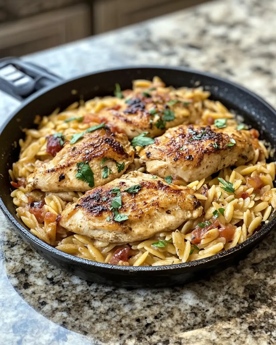Final dish - Monterey Chicken One Pan Orzo Recipe for a Quick and Flavorful Dinner