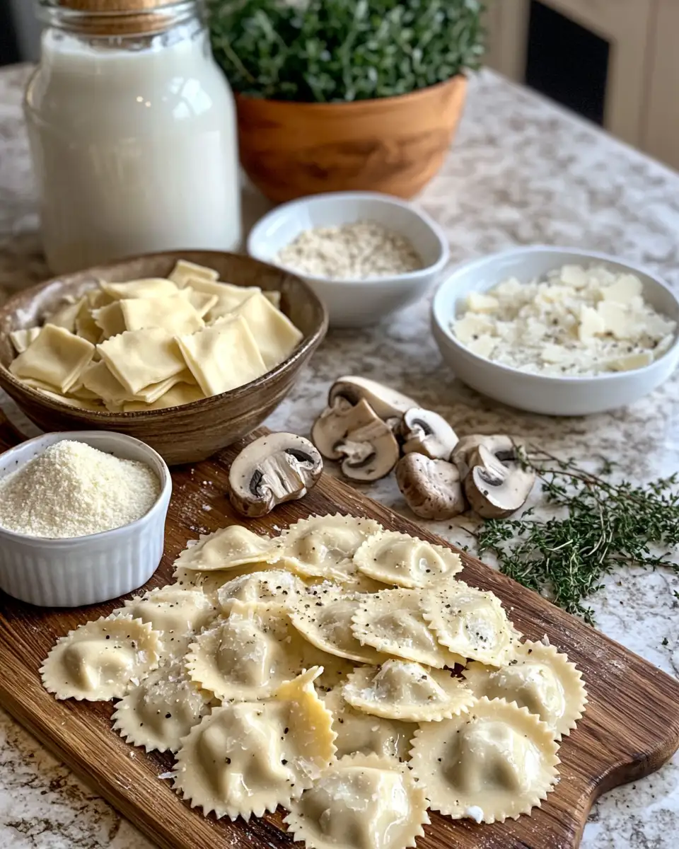 Ingredients for Creamy Mushroom Ravioli Sauce Recipe for a Perfect Dinner Delight