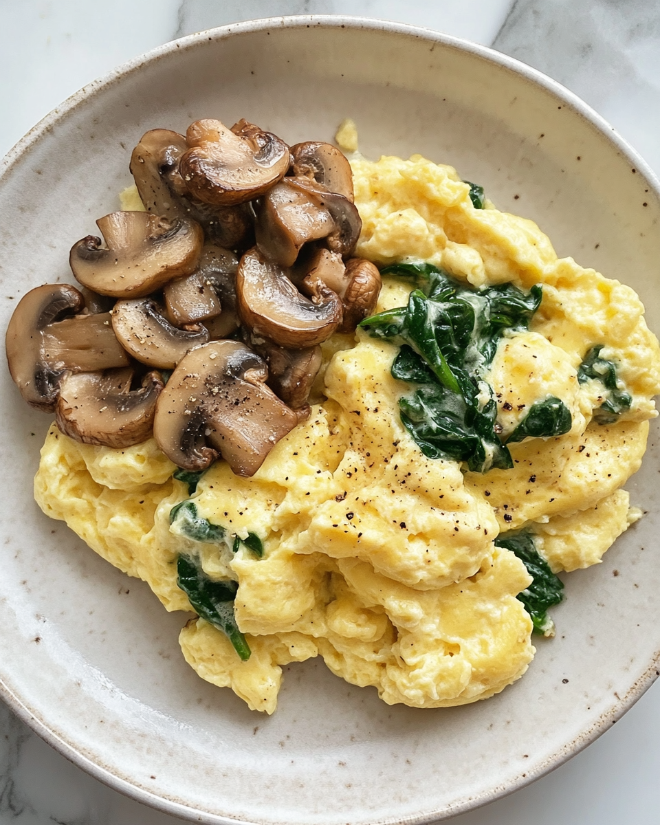 Fluffy Mushroom Spinach Scrambled Eggs for a Healthy Breakfast Boost - Featured Image