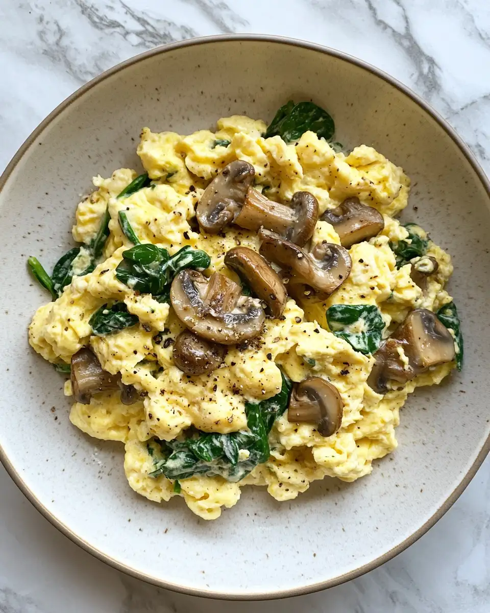 Final dish - Fluffy Mushroom Spinach Scrambled Eggs for a Healthy Breakfast Boost