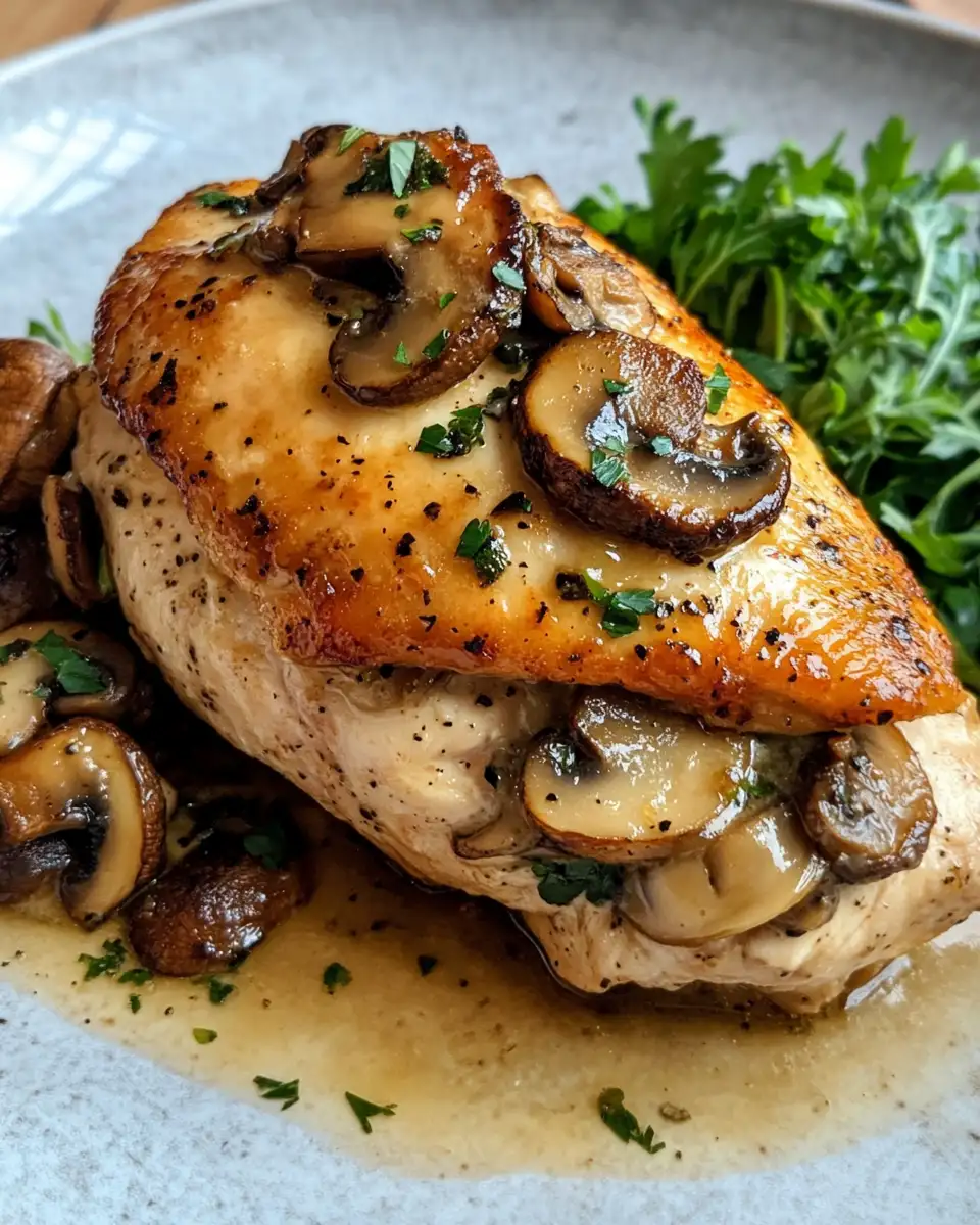 Final dish - Irresistible Mushroom Stuffed Chicken Breast Recipe for a Flavorful Dinner