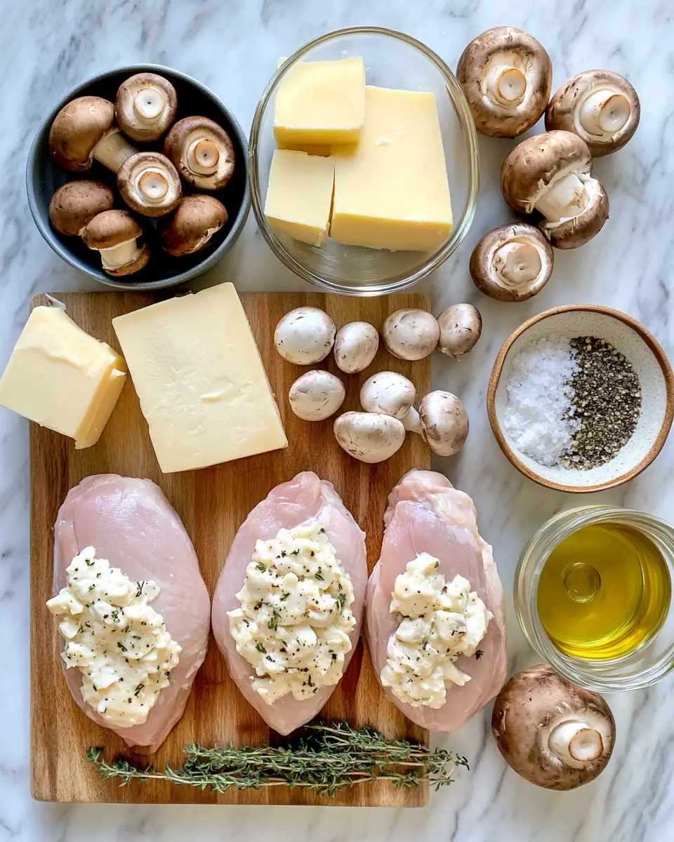 Ingredients for Irresistible Mushroom Stuffed Chicken Breast Recipe for a Flavorful Dinner