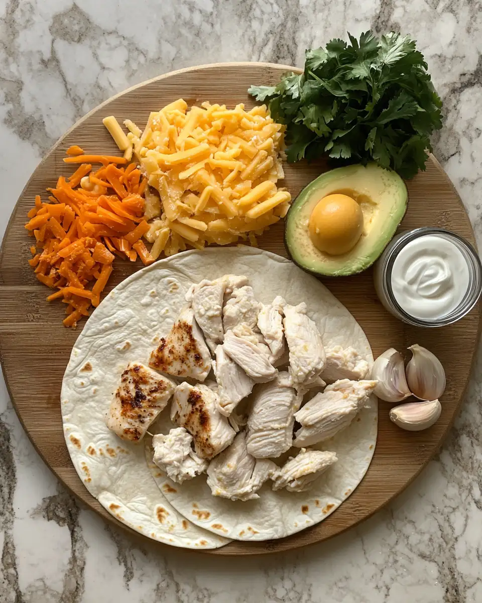 Ingredients for Ooey-Gooey Cheesy Garlic Chicken Wraps That Will Melt Your Heart