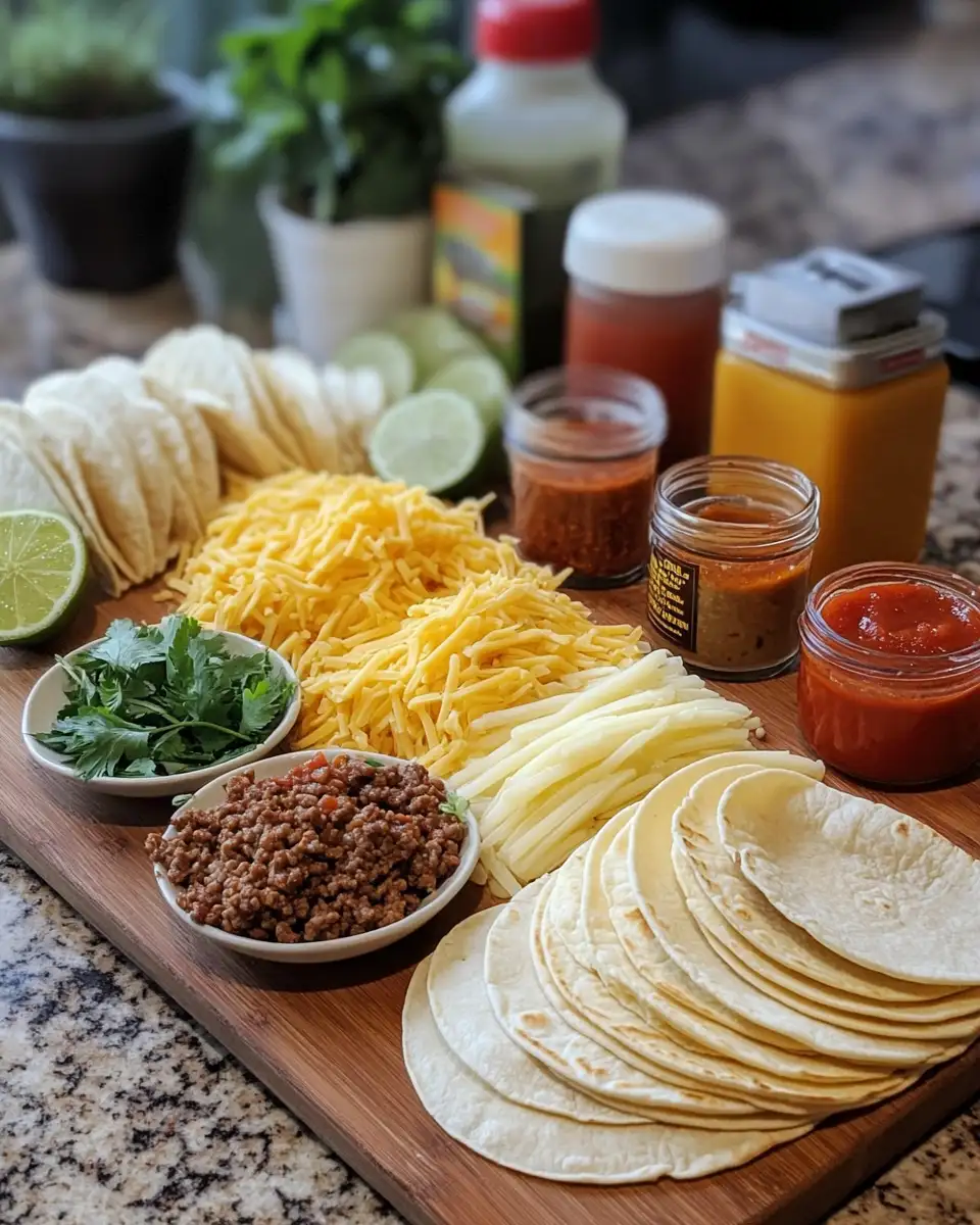 Ingredients for Ultimate Oven-Baked Cheesy Tacos Recipe for a Flavor-Packed Fiesta