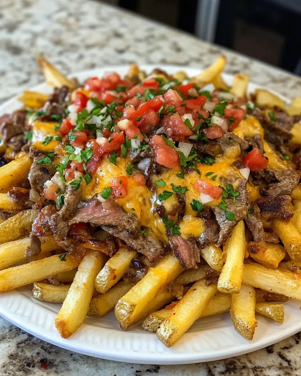 Final dish - Loaded Philly Steak Cheese Fries That Will Blow Your Mind
