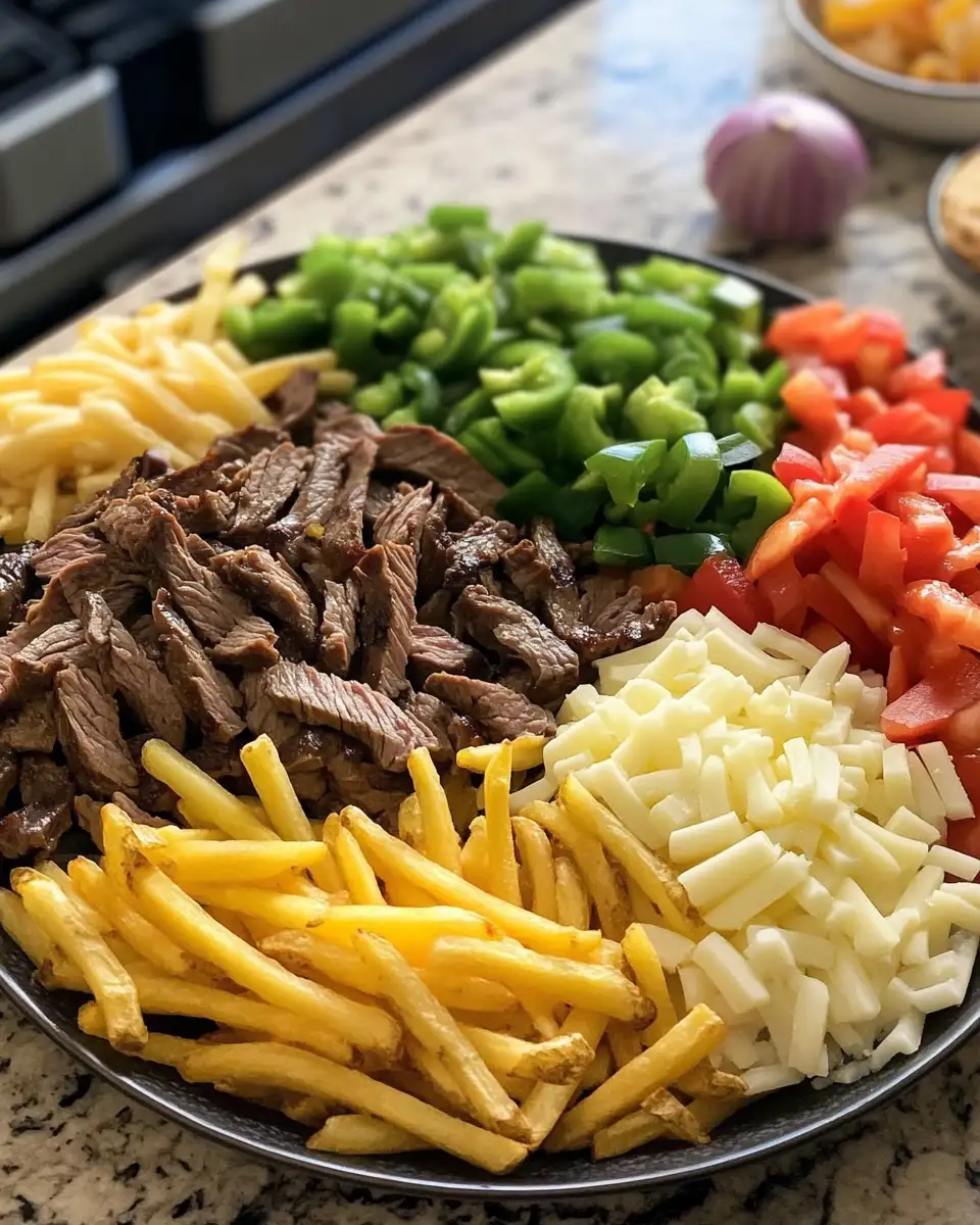 Ingredients for Loaded Philly Steak Cheese Fries That Will Blow Your Mind