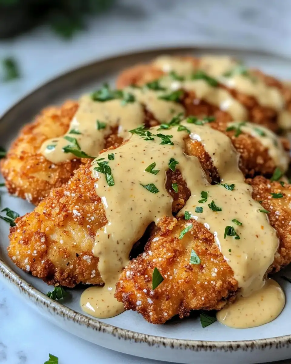 Crunchy Pretzel Chicken with Creamy Mustard Cheddar Sauce Recipe - Featured Image