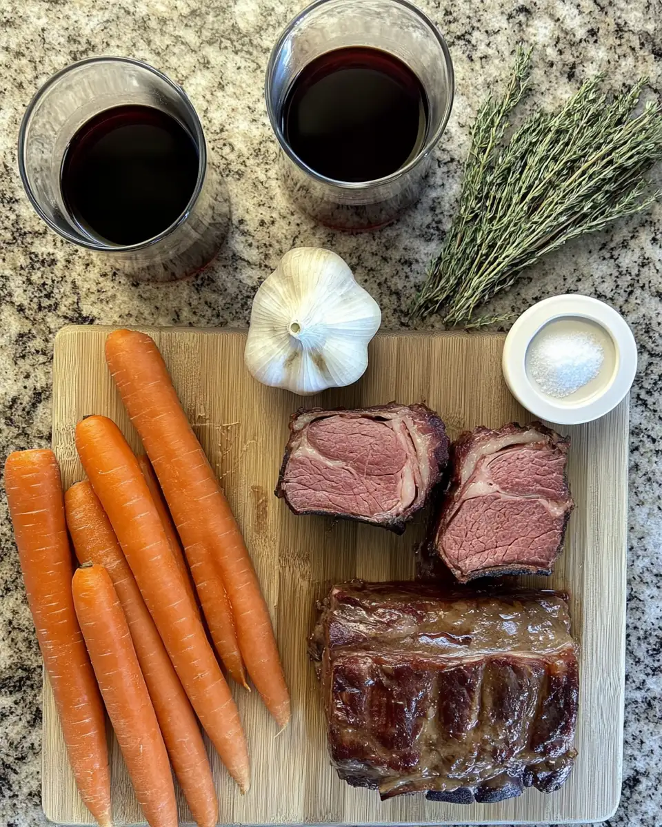 Ingredients for Melt-in-Your-Mouth Red Wine Braised Short Ribs Recipe