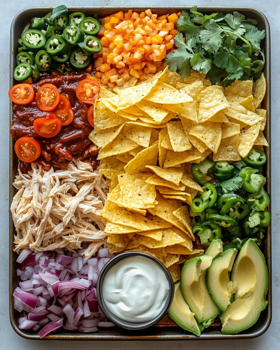 Ingredients for Ultimate Sheet Pan BBQ Chicken Nachos Recipe for Game Day Fun