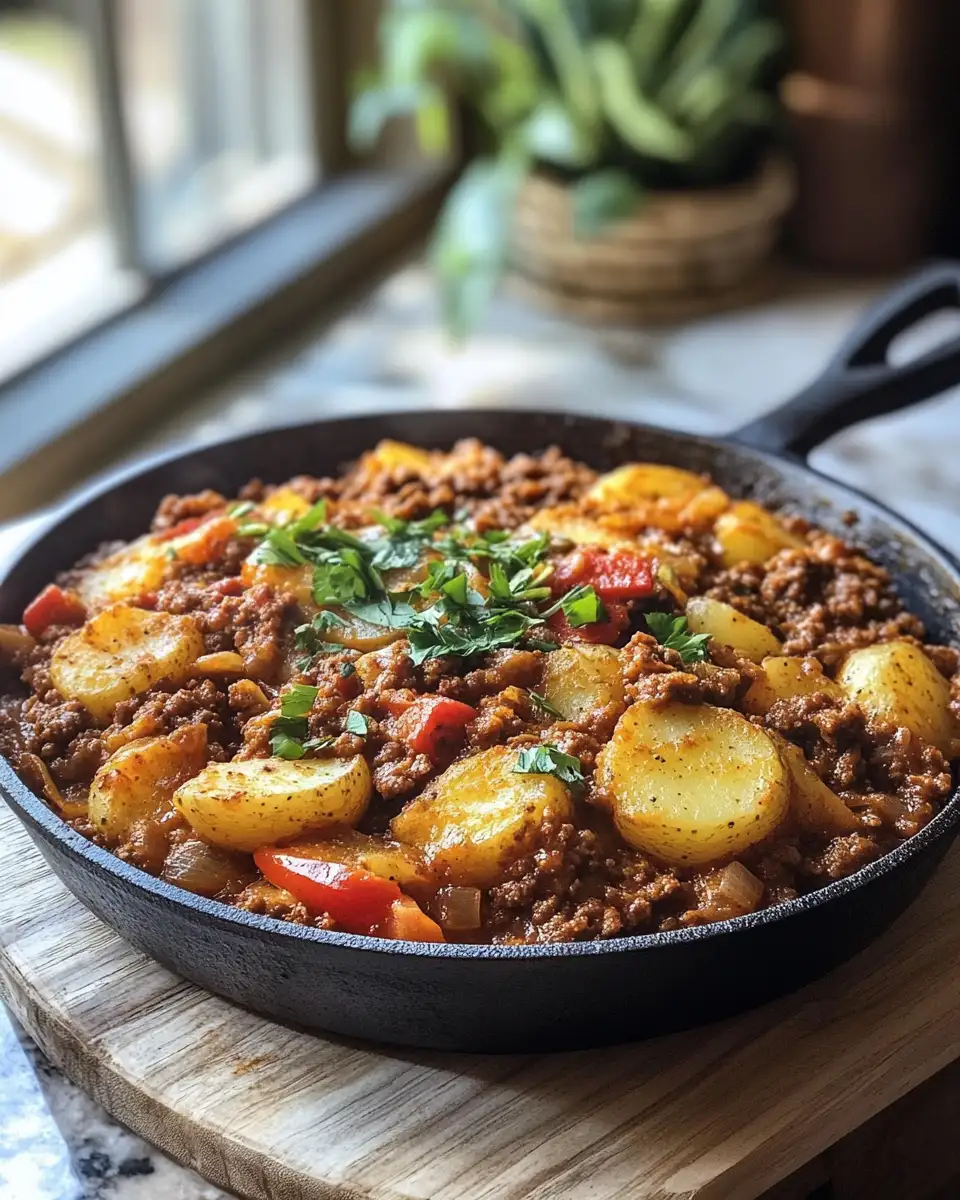 Final dish - Ultimate Comfort Food Sloppy Joe Potato Skillet Recipe
