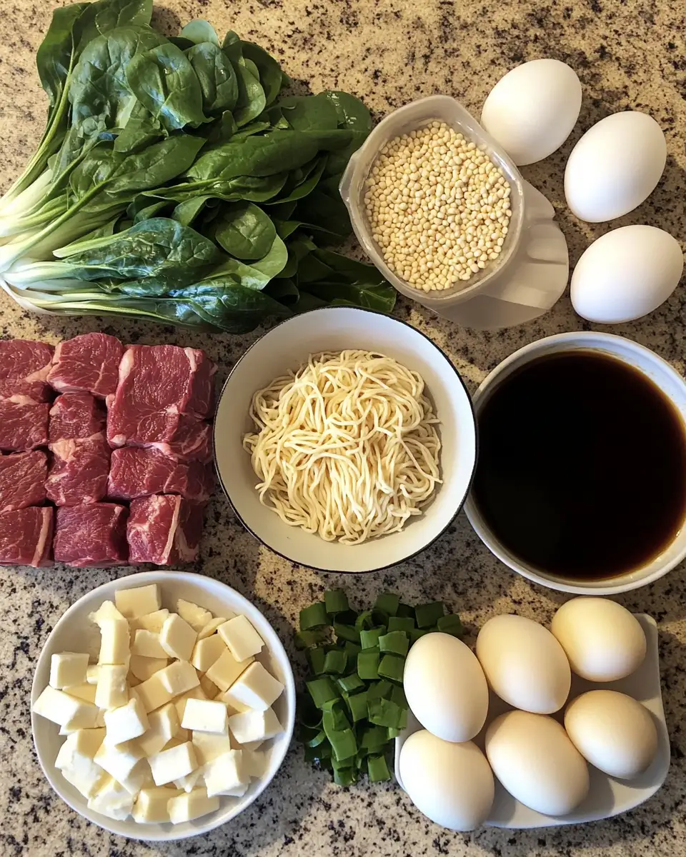 Ingredients for Ultimate Comfort Food Slow Cooker Beef Ramen Noodles Recipe