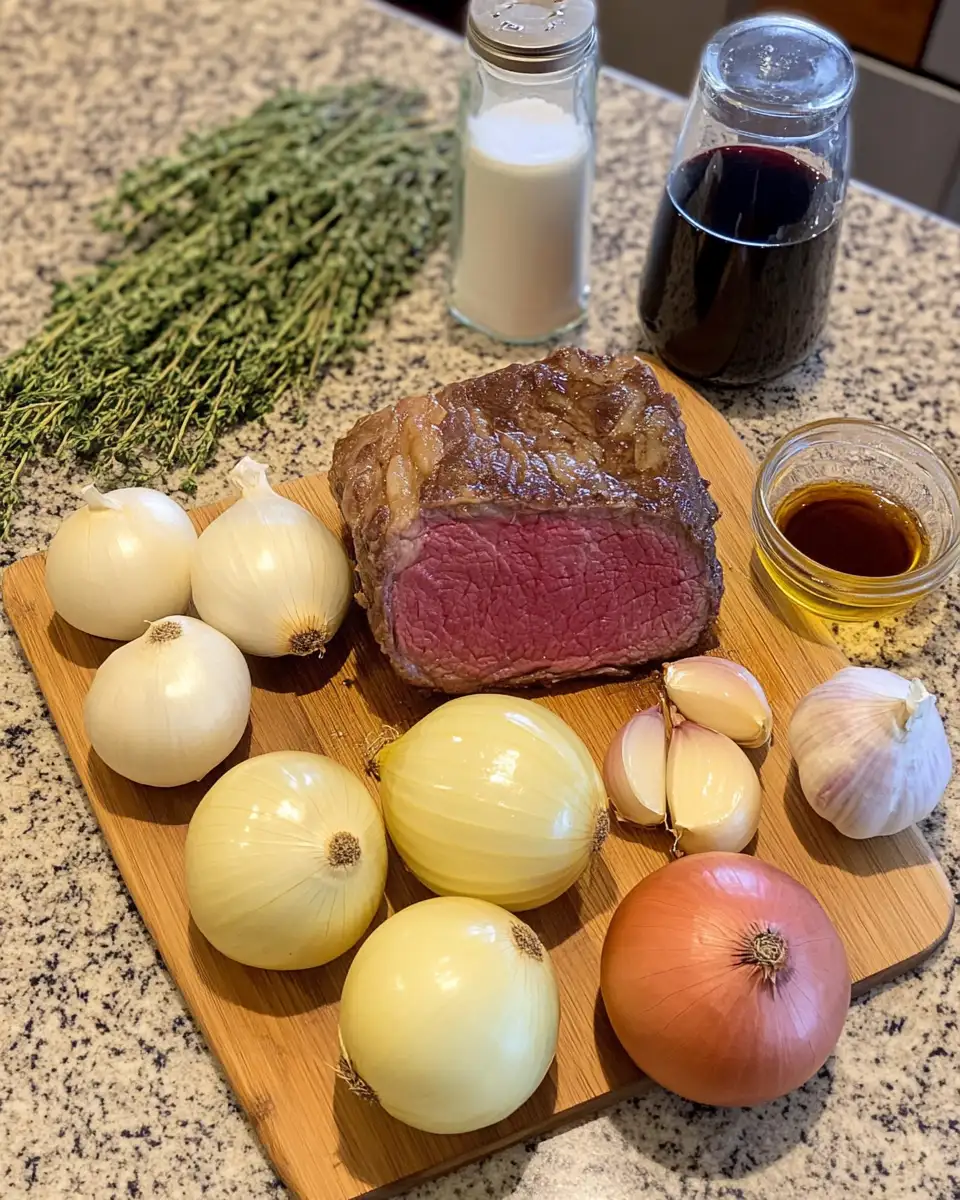 Ingredients for Melt-in-Your-Mouth Slow Cooker French Onion Roast Recipe