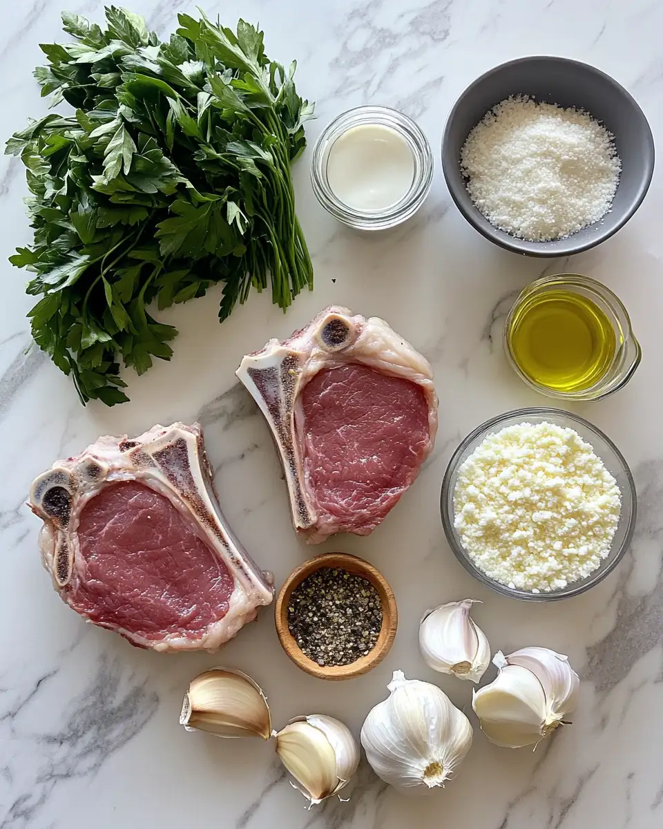Ingredients for Melt-in-Your-Mouth Slow Cooker Pork Chops with Creamy Garlic Parmesan Sauce