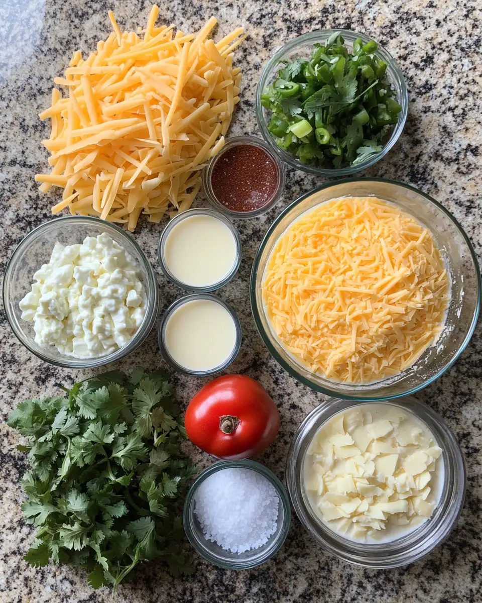 Ingredients for Ultimate Slow Cooker Queso Dip Recipe for Easy Party Perfection