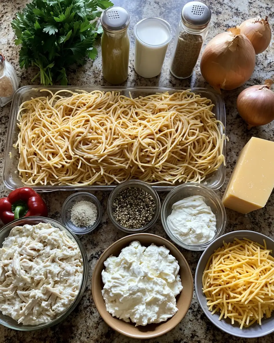 Ingredients for Ultimate Southern Chicken Spaghetti Casserole Recipe You Need to Try