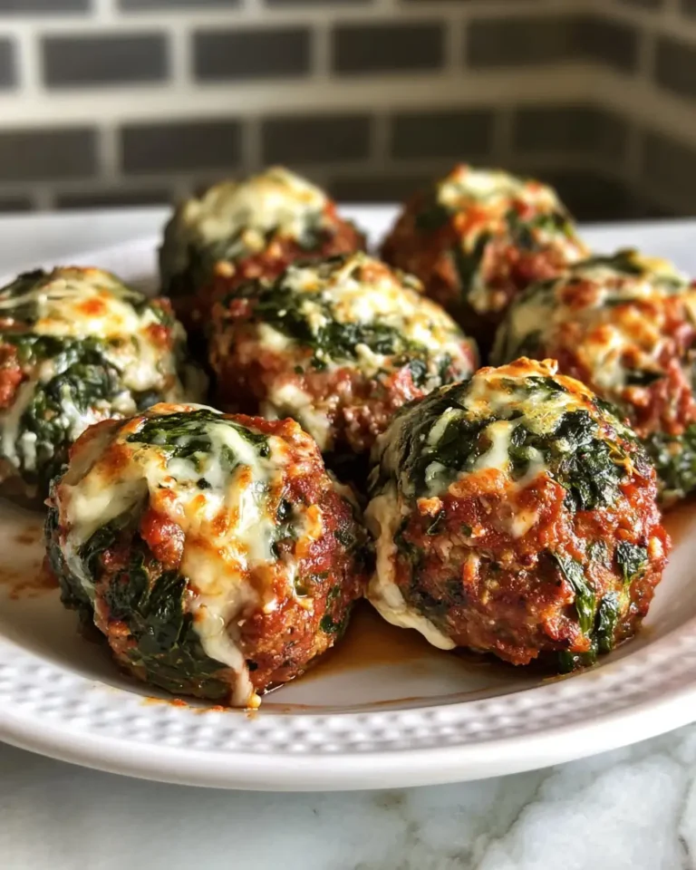Irresistible Spinach Garlic Meatballs Stuffed with Gooey Mozzarella - Featured Image