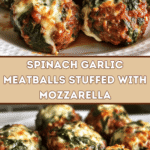 Spinach Garlic Meatballs Stuffed with Mozzarella 🥩🧀