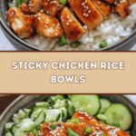 Sticky Chicken Rice Bowls 🍚🍗