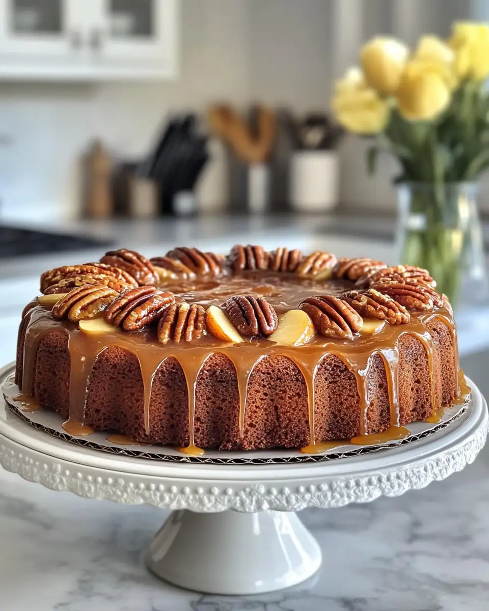 Decadent Apple Pecan Cake with Luscious Caramel Glaze Recipe - Featured Image