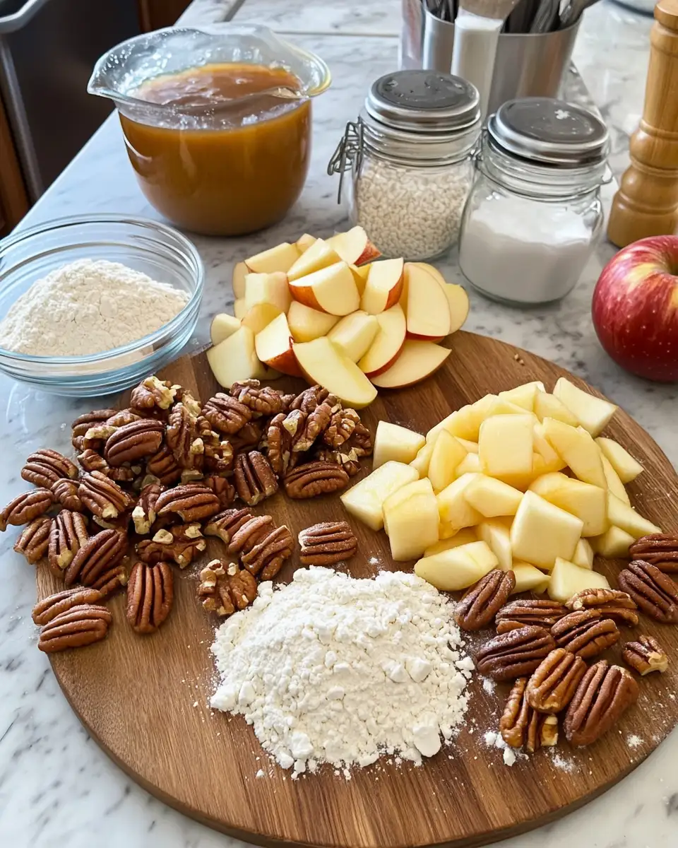 Ingredients for Decadent Apple Pecan Cake with Luscious Caramel Glaze Recipe