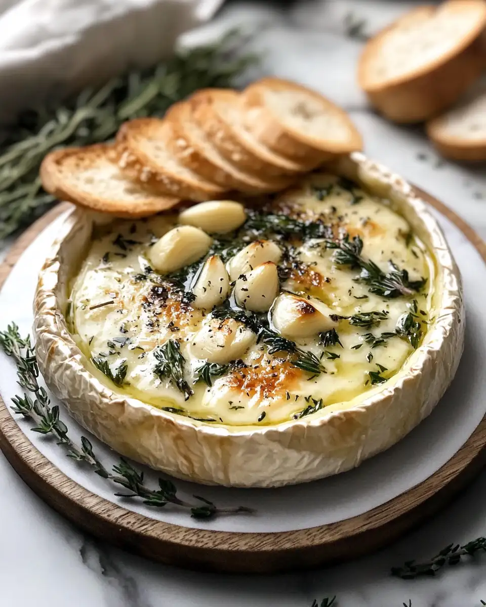 Melt-in-Your-Mouth Baked Brie with Garlic and Herbs Recipe - Featured Image