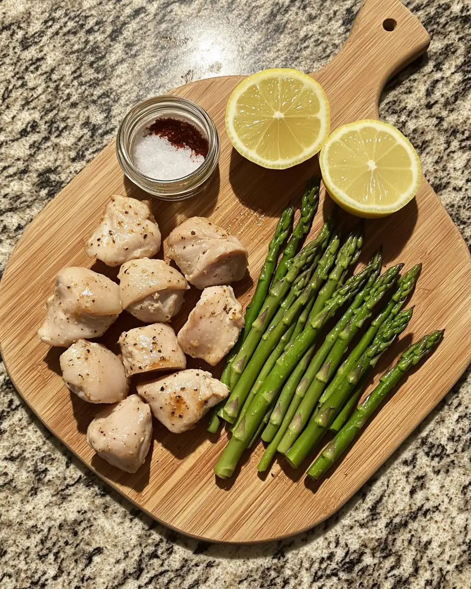 Ingredients for Crispy Baked Chicken Bites with Tender Asparagus Delight