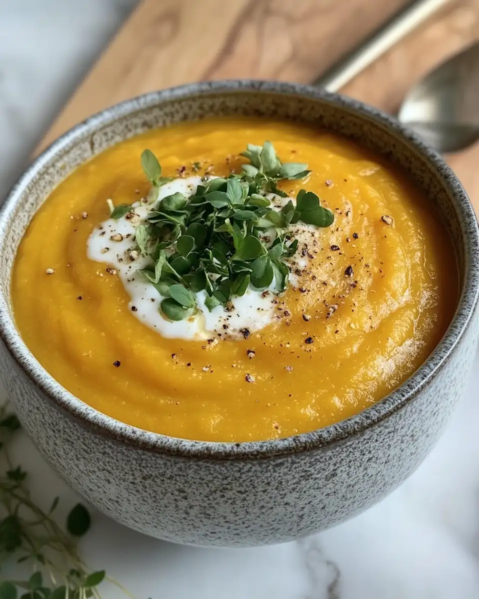 Final dish - Creamy Butternut Squash Sweet Potato Soup Recipe to Warm Your Soul