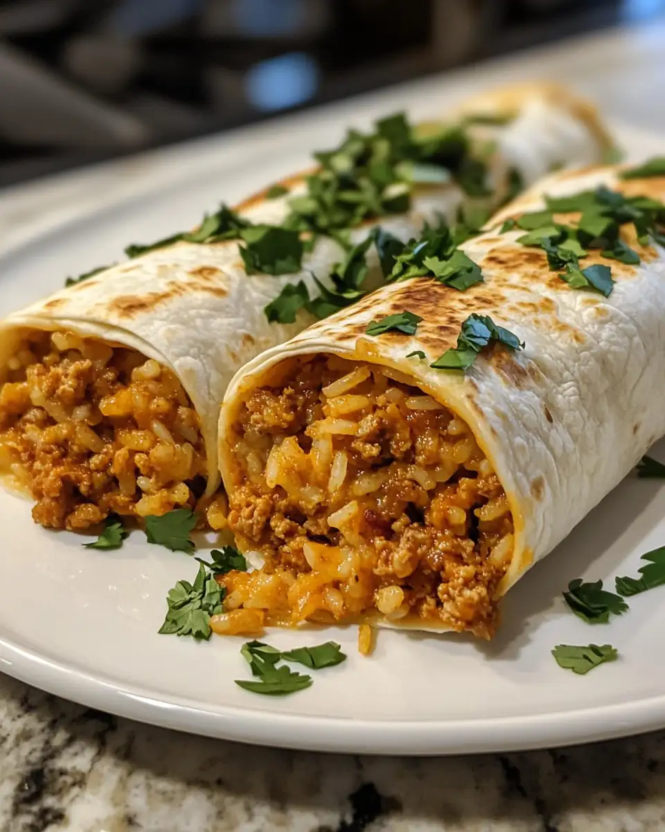 Final dish - Mouthwatering Cheesy Ground Chicken and Rice Burritos You Need to Try