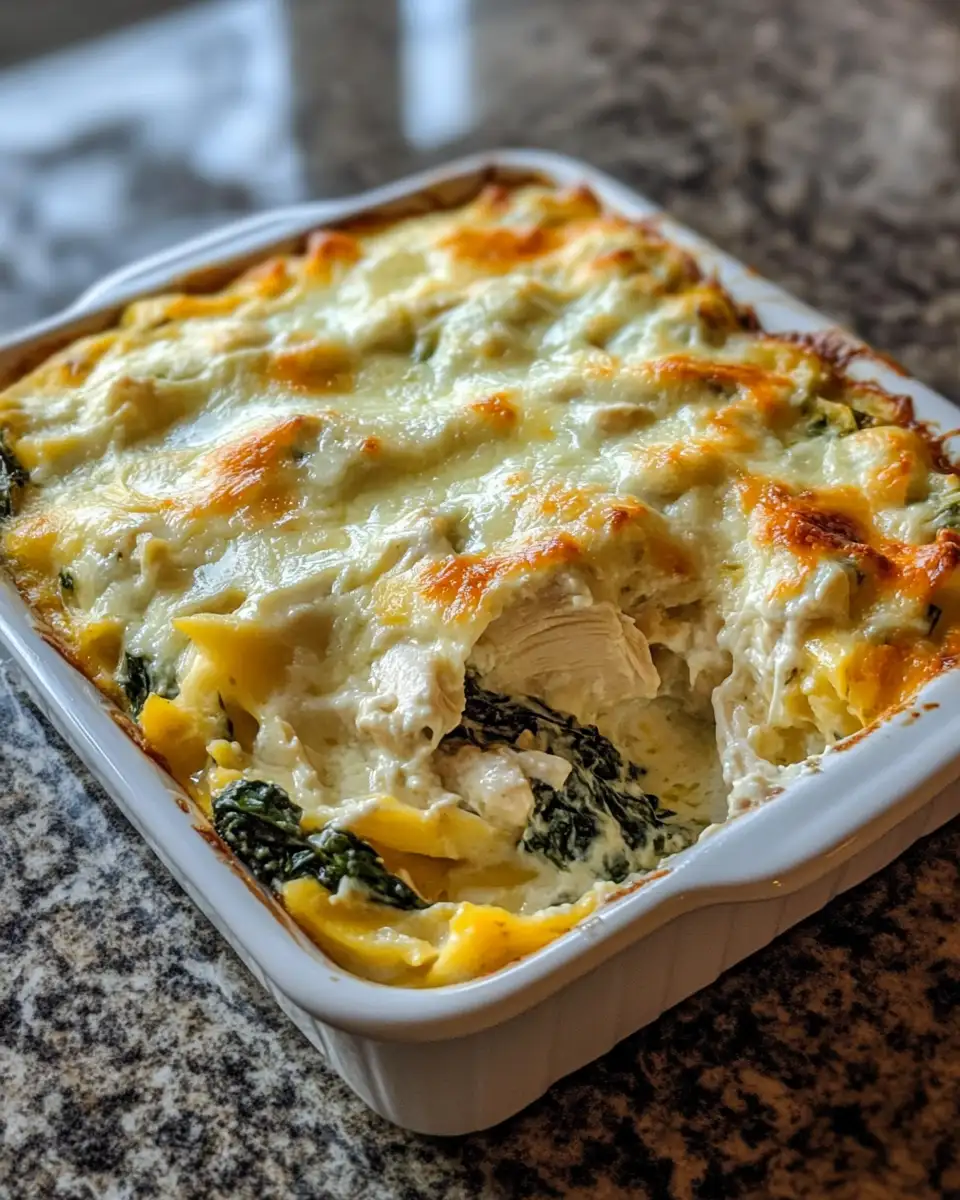 Final dish - Creamy Chicken and Spinach Casserole with Cream Cheese Bliss