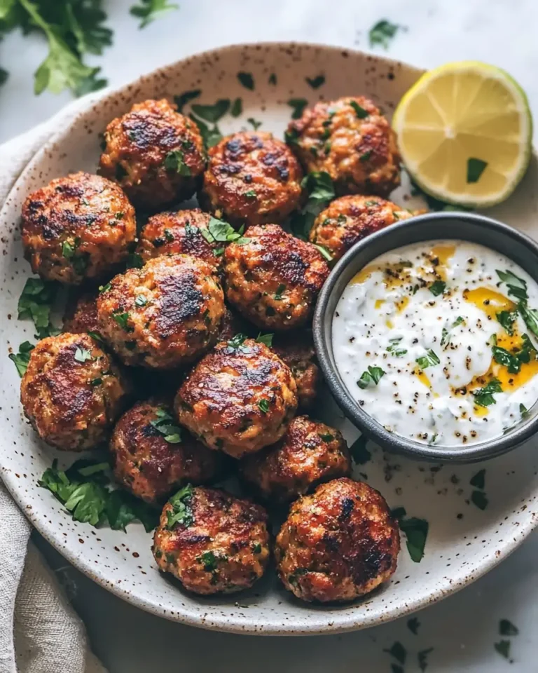 Irresistible Chicken Kofta with Creamy Garlic Yogurt Sauce Recipe - Featured Image