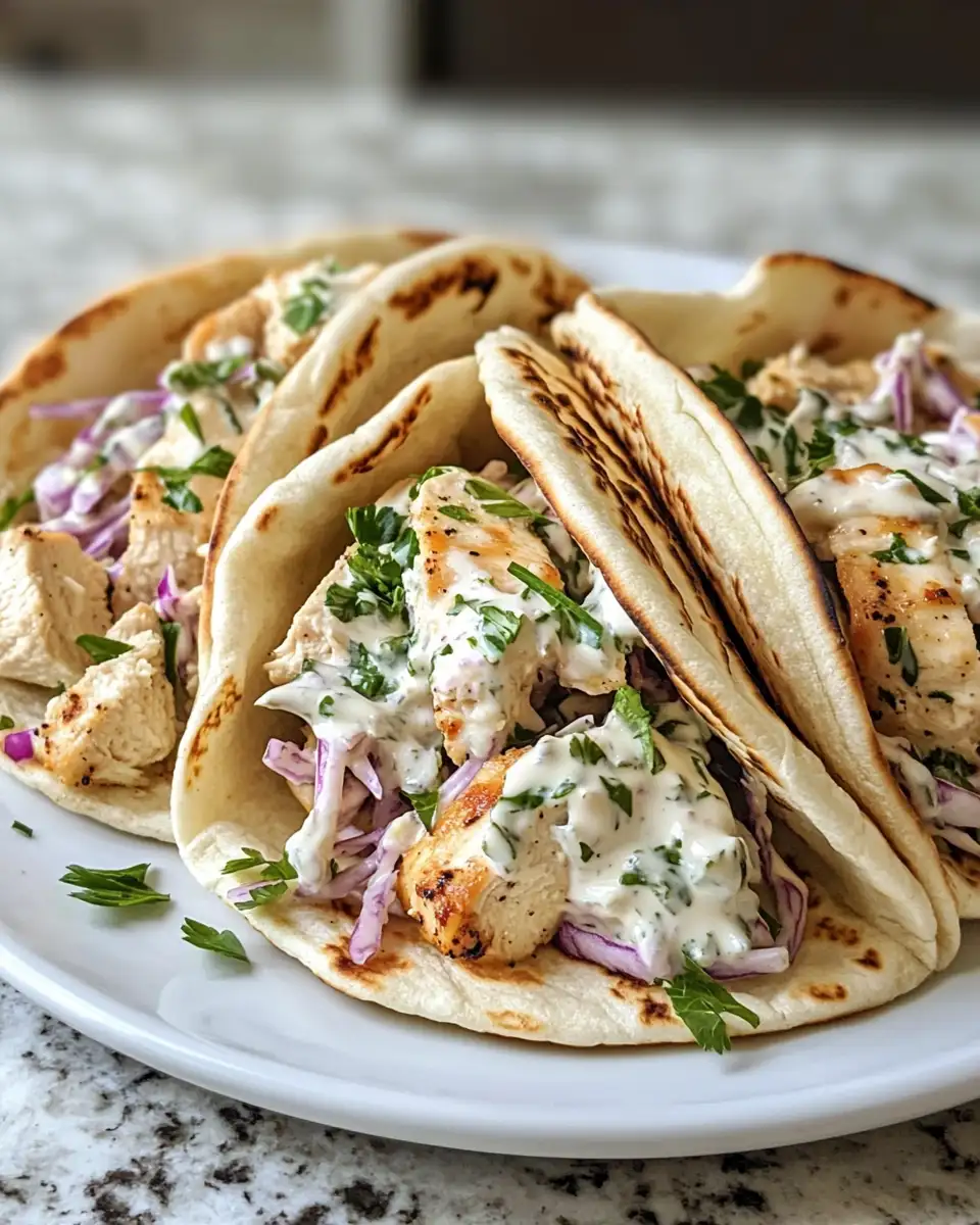 Irresistible Chicken Pitas with Creamy Herby Ranch Slaw for Flavor Packed Bites - Featured Image