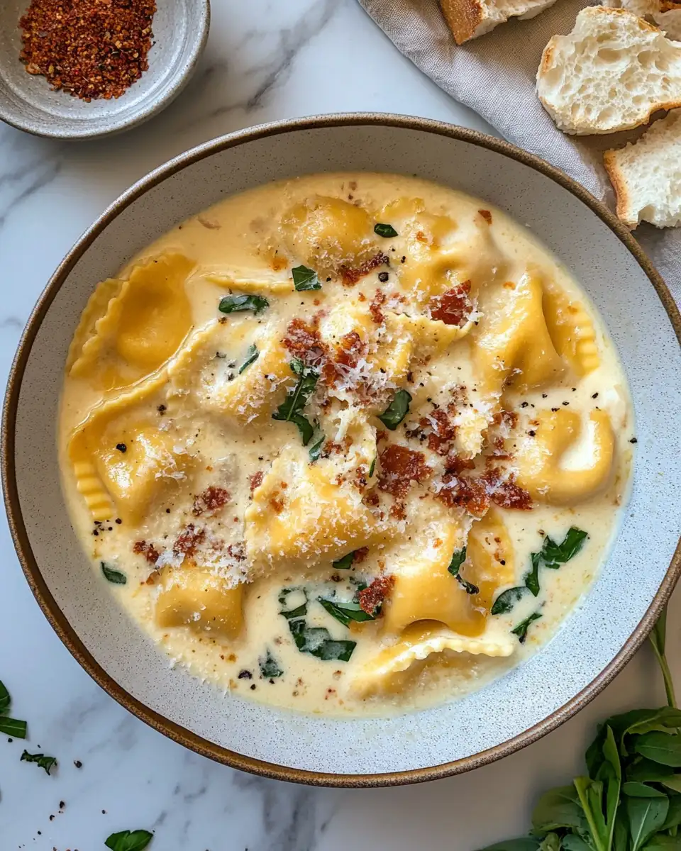 Final dish - Dive Into Deliciousness with Creamy Tuscan Ravioli Soup