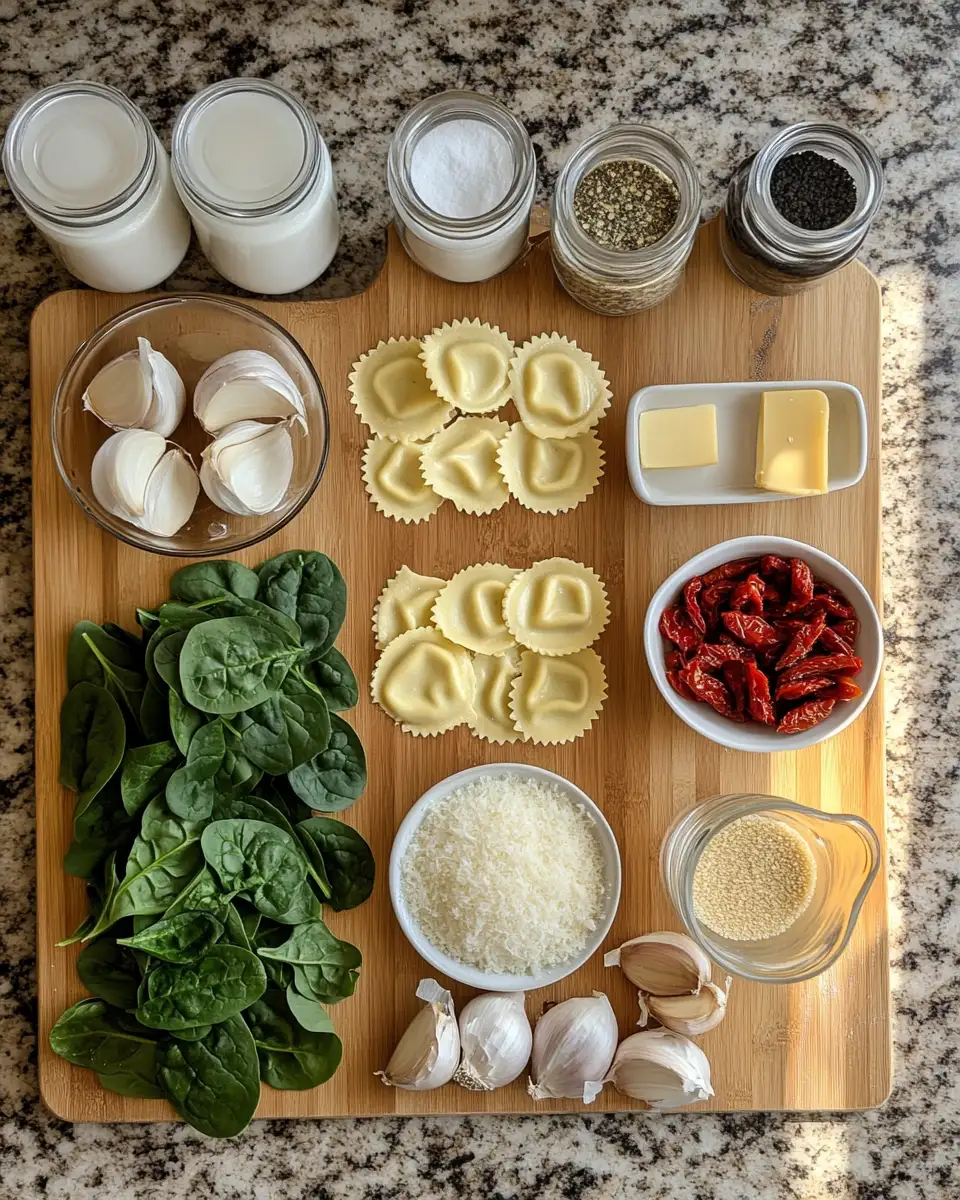 Ingredients for Dive Into Deliciousness with Creamy Tuscan Ravioli Soup
