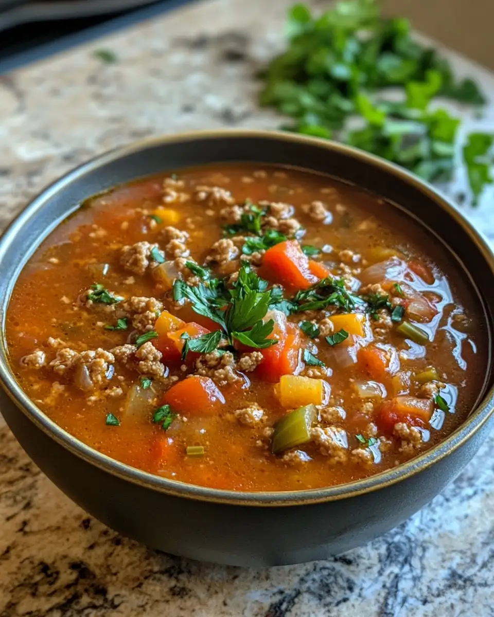 Final dish - Comfort in a Bowl Easy Stuffed Pepper Soup Recipe
