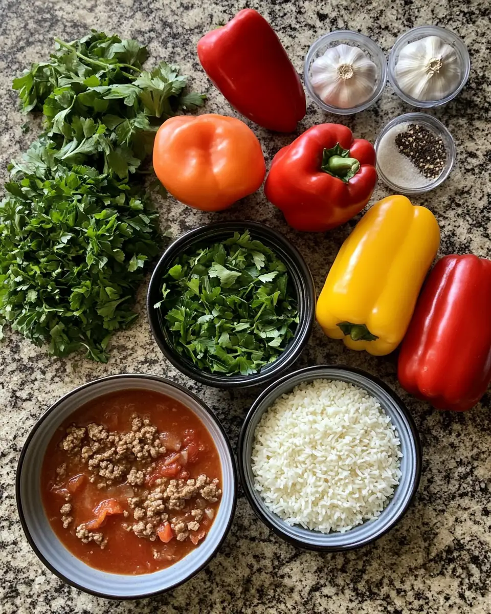 Ingredients for Comfort in a Bowl Easy Stuffed Pepper Soup Recipe