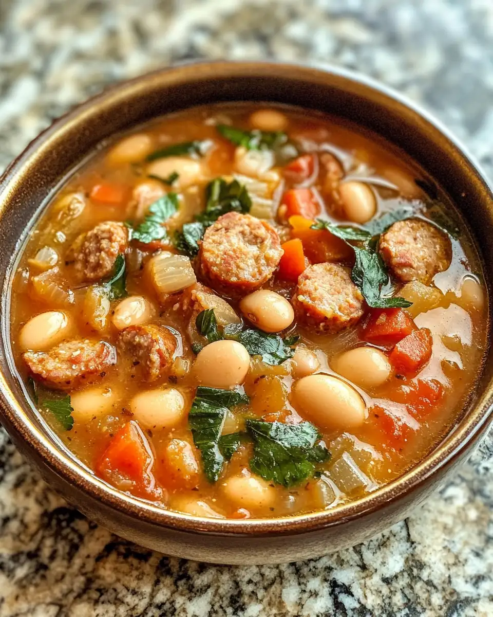 Final dish - Hearty Italian Sausage White Bean Soup Recipe for Cozy Nights
