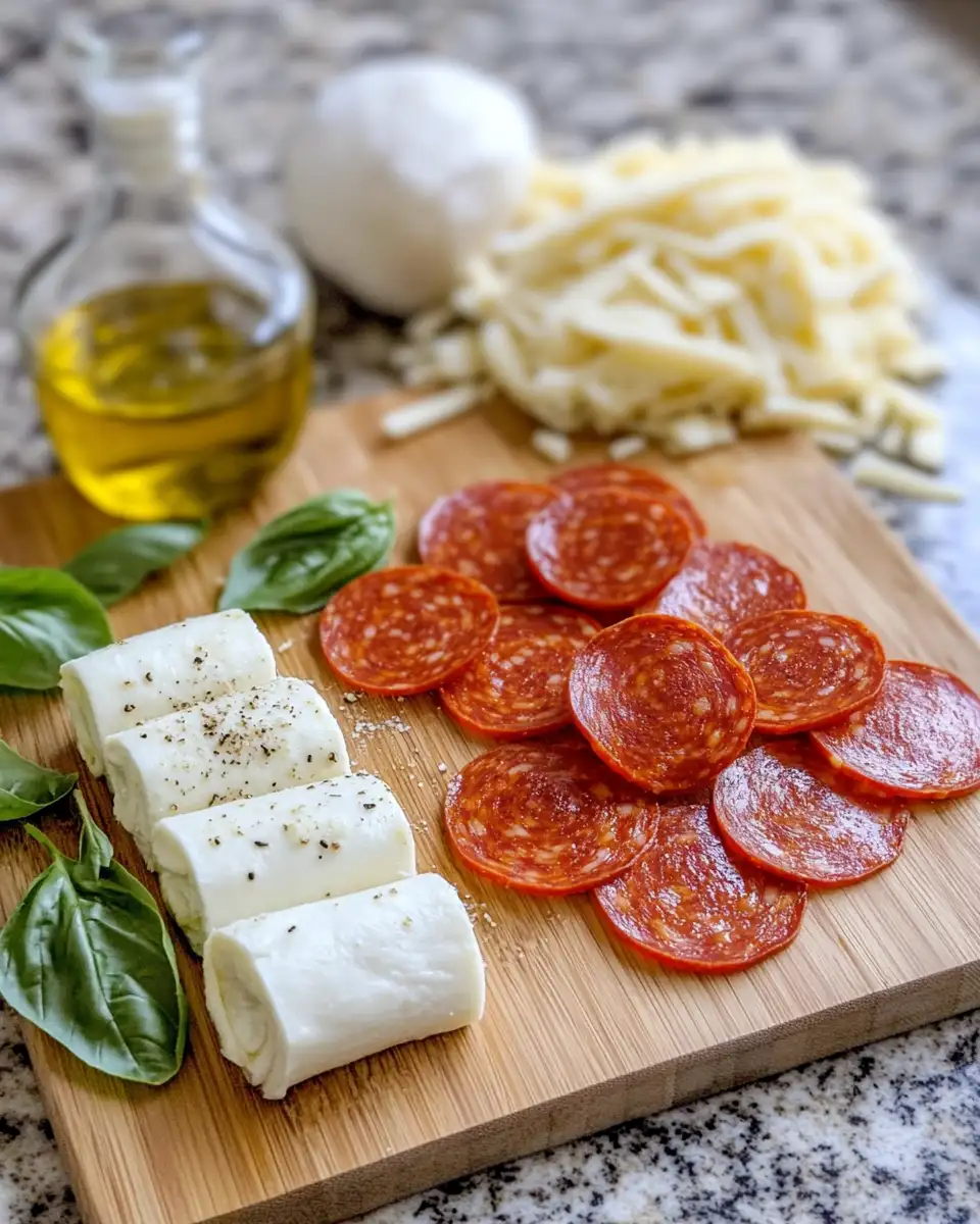 Ingredients for Irresistible Keto Pepperoni Cheese Roll-Ups for Low-Carb Snacking