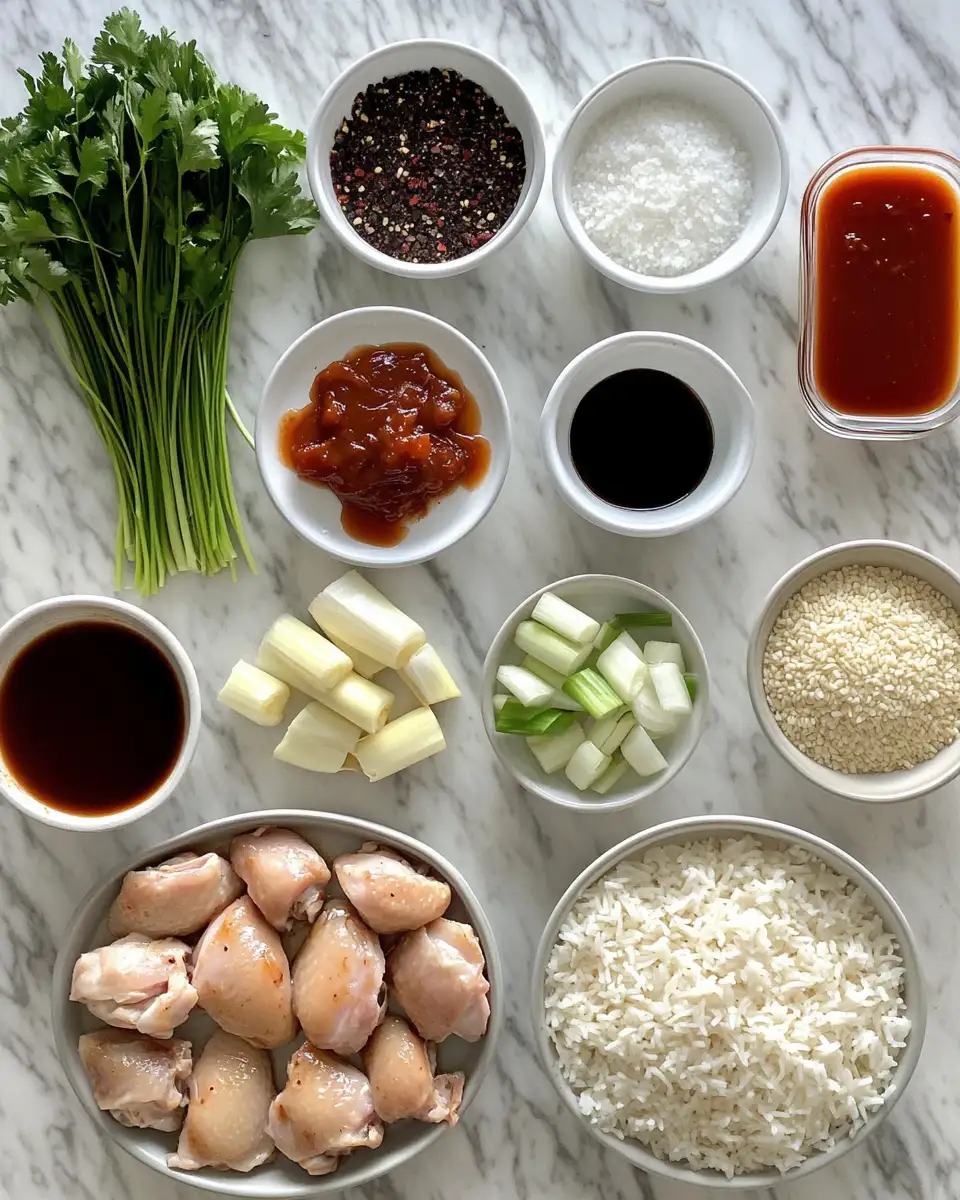 Ingredients for One-Pan Bold Honey BBQ Chicken Rice Recipe for Busy Weeknights