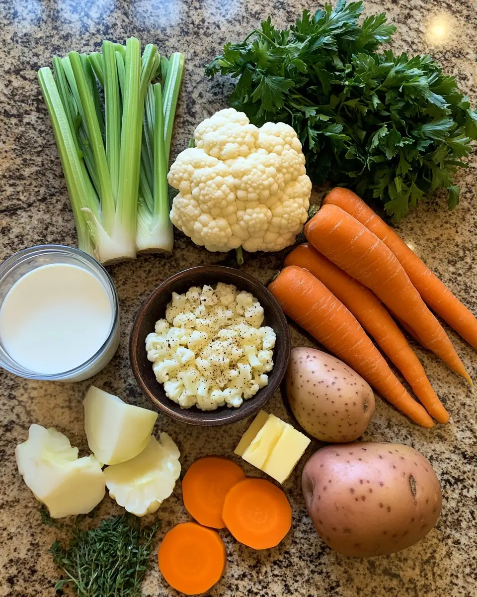 Ingredients for One-Pot Creamy Vegetable Soup That Warms Your Soul