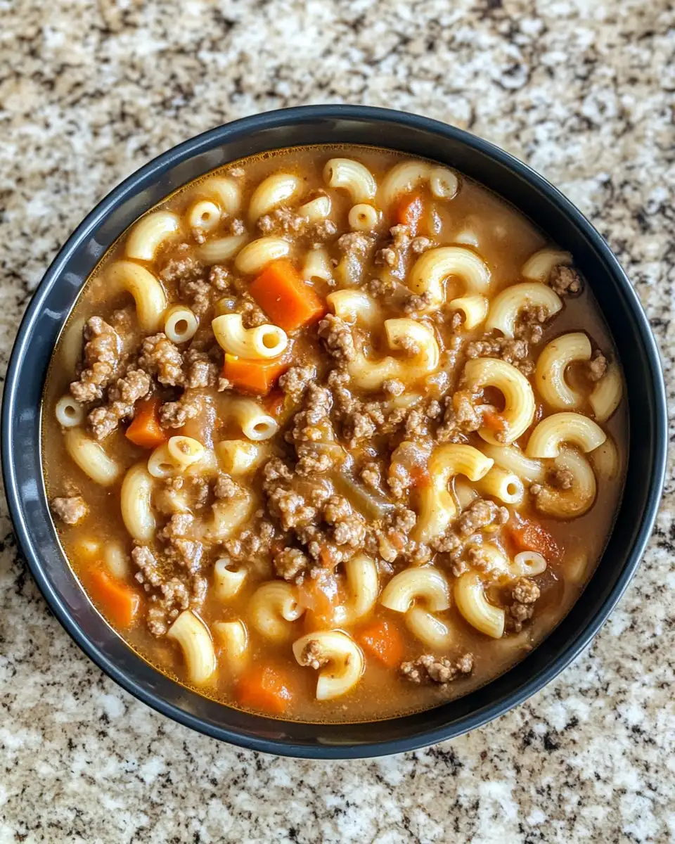 Final dish - Hearty One-Pot Macaroni Cheeseburger Soup Recipe You’ll Love