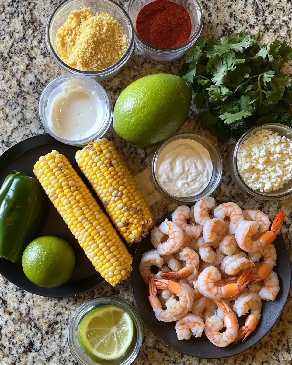 Ingredients for Savor the Flavor with Shrimp and Mexican Street Corn Skillet Delight