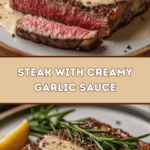 Steak with Creamy Garlic Sauce 🍖🧄