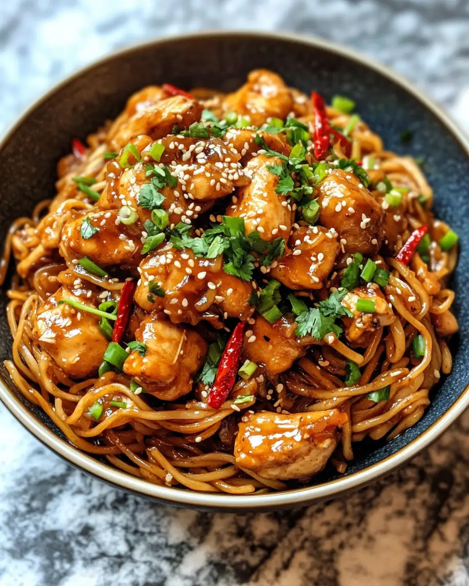 Final dish - Irresistible Sticky Garlic Chicken Noodles That Will Satisfy Your Cravings